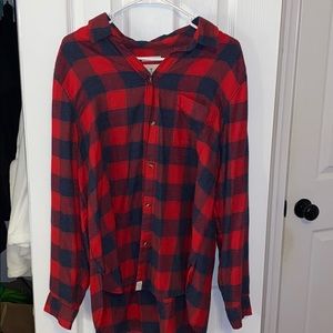 over-sized American Eagle flannel